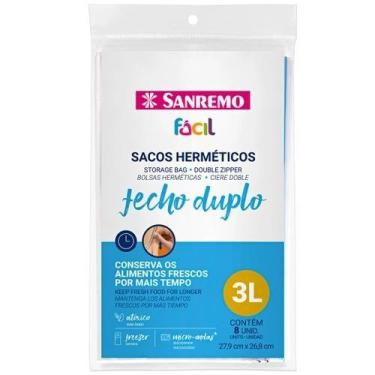 Imagem de Sacos Herméticos Fecho Duplo Sanremo Freezer e Microondas , 3Lts