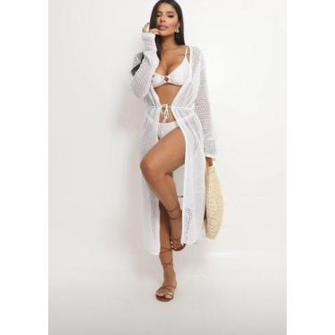 Imagem de Saída de Praia Longa Moda Verão Luxo - Free Star, Branco, Único