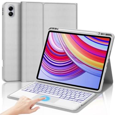 Imagem de WINCHKING Capa com teclado touchpad para tablet Redmi Pad Pro 12,1 polegadas 2024/Poco Pad 12.1 lançado em 2024, retroiluminado em 7 cores, capa protetora removível para teclado sem fio com suporte