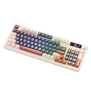 Imagem de Generic Teclado mecânico russo 38,5x14,5 cm, confortável, ergonômico, leve, PBT, 96 teclas com 2 modos, Café Bege