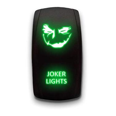 Imagem de Luzes Coringa - Verde - Interruptor basculante LED gravado a laser Stark de 5 pinos - 20A 12V ON/OFF
