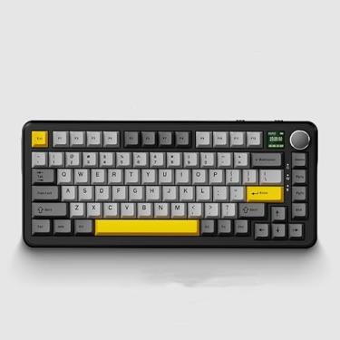 Imagem de Odpaltoy Teclado mecânico AK820 MAX para jogos com botão, teclado RGB PBT com fio, teclado hot swap, 81 teclas, modo cinza noturno tri