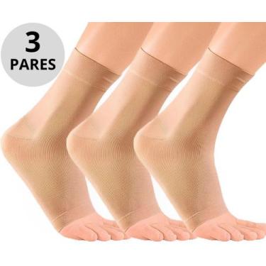Imagem de KIT 3 PARES - Tornozeleira De Compressão Meias Sem Ponteira Unissex Or