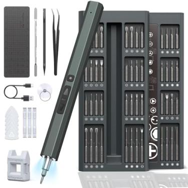 Imagem de Kit Tapafasca Elétrica, Armazenamento Magnético, Velocidade 200RPM, Torque 0.15-0.35N.m, Aparafusa Elétrica Sem Fio Carregamento USB, Corta-Parafusos Recarregável Tipo-C com Luz LED (82 EM 1)