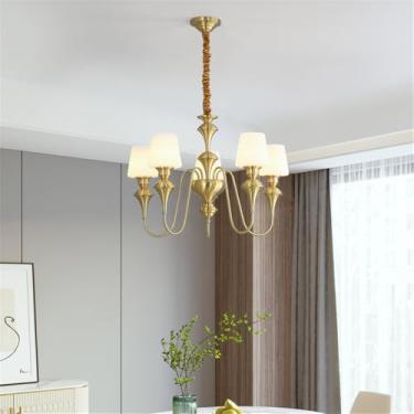 Imagem de Lâmpada Pingente Candelabro LED De Latão Com Estilo Luxuoso Americano E Retro: Design Criativo Para Sala De Estar, Restaurante, Quarto, Estudo, Villa, Hotel E Café (I Ouro 5 luzes)