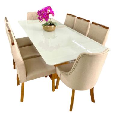 Imagem de Conjunto de Jantar com Vidro 8 Cadeiras  Amsterdã  Art Salas