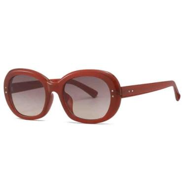 Imagem de Óculos de sol femininos vintage, armação redonda, lentes coloridas, anti UV400, vermelho, 14,3 cm