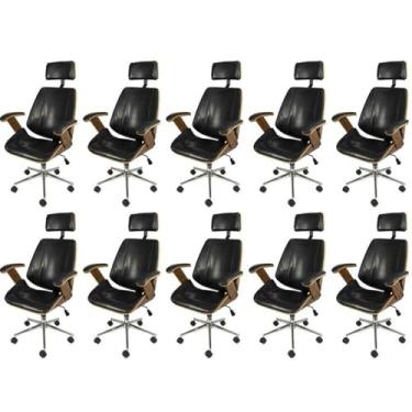 Imagem de Kit 10 Cadeiras para Escritorio Presidente Bergen 3331 Preto