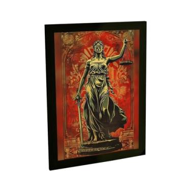 Imagem de Quadro Decorativo Themis Deusa Da Justiça Direito Ilustração Vermelha Decoração Poster Quarto Sala