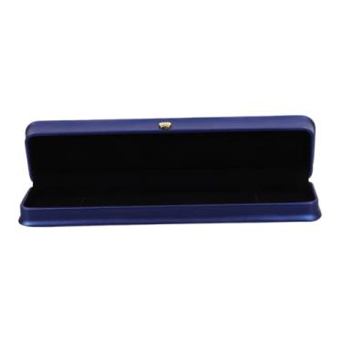 Imagem de Caixa colar caixa de joias colar de couro pu estojo de presente de joias para armazenamento de corrente estojo de joias azul real porta joias recipiente de joias decorar coroa flanela miss/1108