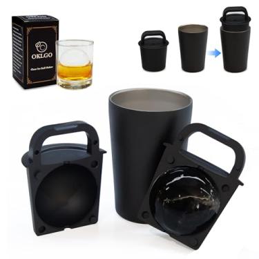 Imagem de Bandeja transparente para fazer cubos de gelo – Molde redondo grande de 6 cm, aço inoxidável e silicone, gelo transparente de derretimento lento para uísque, coquetéis e uso em bar doméstico (preto-1