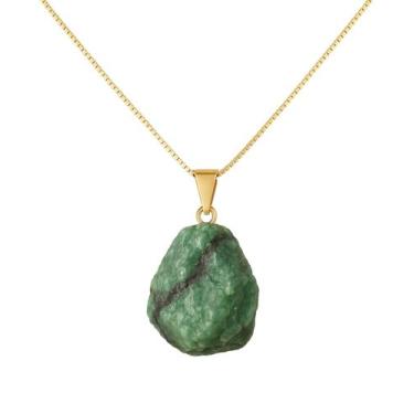 Imagem de Colar Natura Esmeralda - Cristal Natural, Banho Ouro 18k