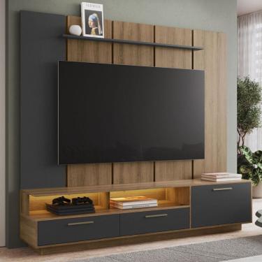 Imagem de Estante para TV para TV Até 75 Polegadas Ravenna 1 Porta 2 Gavetas com Led Grafite - Art In Móveis