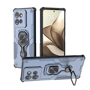 Imagem de SORAKA Capa para Motorola Edge 50 com suporte metálico giratório de 360 graus peça de ferro magnética para suporte magnético para telefone de carro