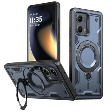 Imagem de SORAKA Capa para Motorola Edge 2024 com suporte de anel compatível com MagSafe Iron sheet Capa resistente que absorve choques Proteção contra quedas de nível militar