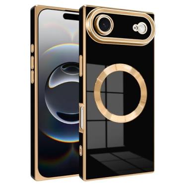 Imagem de PSIOXY Capa magnética retangular para iPhone Air, compatível com Magsafe sem fio, TPU macio banhado com proteção total de lentes, capa de telefone à prova de choque de grau militar para iPhone Air