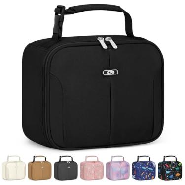 Imagem de Lancheira infantil, lancheira térmica pequena para crianças, meninas, adolescentes, lancheira leve e reutilizável para trabalho, escritório, escola, viagem, piquenique, preta