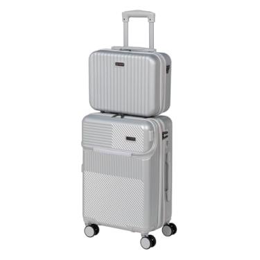 Imagem de Mala Viagem Bordo Mão Frasqueira Kit 10kg Abs Expansiva Anac (Prateado)