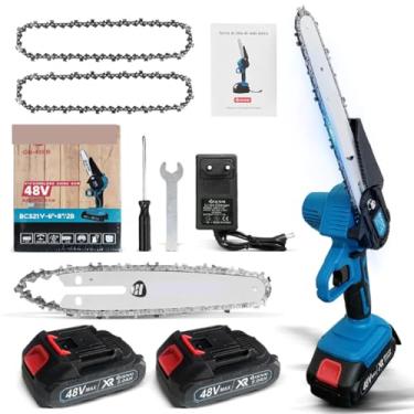 Imagem de Motosserra Elétrica Portátil 48V 8 Polegadas, Leve e Potente com 2 Baterias