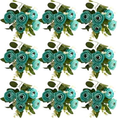 Imagem de 45 hastes de rosas artificiais (9 pacotes) - flores de seda de toque real para centros de mesa de casamento, decoração de festa, mesa de casa, buquês DIY - conjunto realista de rosas falsas a granel