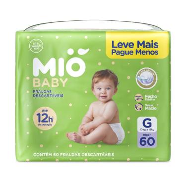 Imagem de Fralda Mió Baby Tamanho G Hiper 60 Unidades Descartáveis