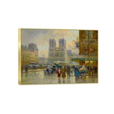 Imagem de BMZFYBS Arte de parede em tela reprodução de pintura famosa - imagens de moldura dourada para sala de estar - pôster e impressões de decoração de paz 70 x 100 cm 27 x 39 pol