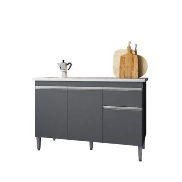 Imagem de Balcão Gabinete de Cozinha 3 Portas 120cm Tatiane Sem Tampo - Bella Mó