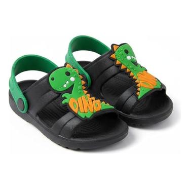 Imagem de Sandália Papete Infantil Menino Dinossauro Leve Macia e Antiderrapante Dulupe (BR, Criança de 4 a 8 anos, Faixa Numérico, 27, 28)