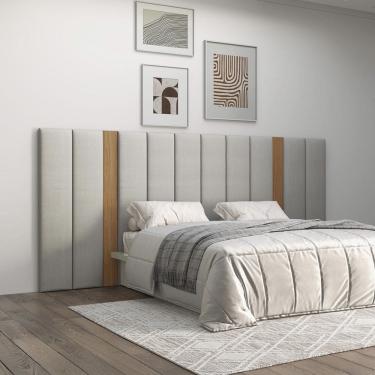 Imagem de Cabeceira Estofada Queen Reta TW195 Freijó Linho Cinza Claro J18 Dalla Costa