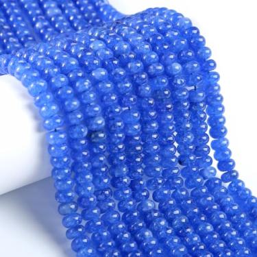 Imagem de 76 peças 5 x 8 mm Pedra Lapis Lazuli Natural Rondelle Espaçador Contas Soltas Discos de Ábaco Pedras Preciosas Redondas Soltas para Fazer Joias Colar Pulseira DIY