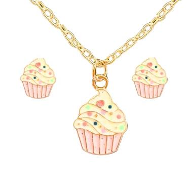 Imagem de Conjunto de colar e Brincos infantil de Cupcaker kawaii - Lindo presente para Criança - moda infantil