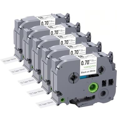 Imagem de YUANQIMM Pacote com 5 fitas TZ 18 mm 0,7 etiqueta branca laminada compatível com Brother P Touch Label Maker Tape TZe 241 TZe241 TZC-241 para impressora Ptouch PTD600 PTD400 PTD610bt PT-P710BT P700