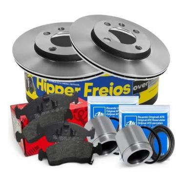 Imagem de Kit Discos Pastilhas Pistões de Freio Dianteiro Compatível com Onix Prisma 1.0 1.4 2013 a 2021 Completo