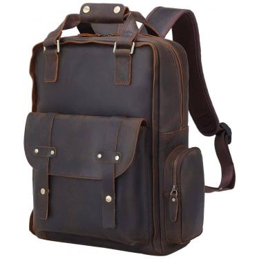 Imagem de Mochila Masculina para Laptop de Couro, TIDING, Marrom