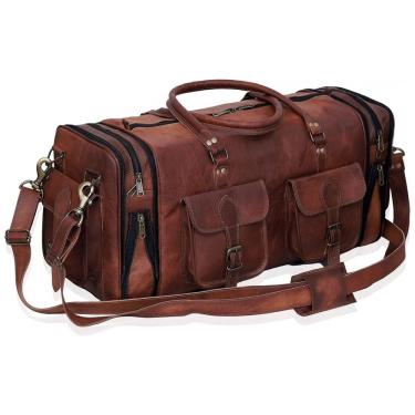 Imagem de Bolsa de Viagem Masculina Clássica de Couro, C CUERO, Marrom