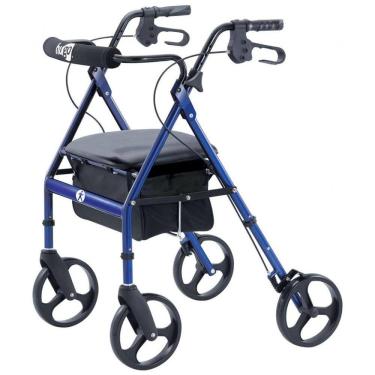 Imagem de Andador Adulto Idoso Hugo Mobility com Assento, Suporta até 136 Quilos, Azul