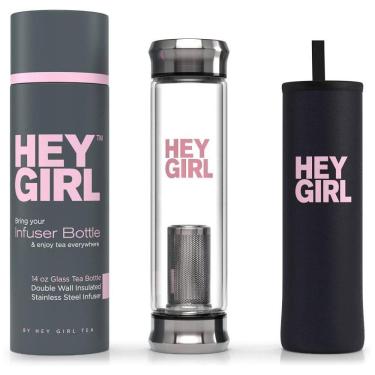 Imagem de Garrafa Térmica para Água 415mL com Infusor para Bebidas Quentes, Pure Zen Tea, Preta e Rosa