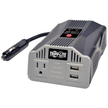 Imagem de Inversor de Potência Automotivo 200W com 1 Tomada, 2 porta de Carregamento USB, 12V, TRIPP LITE PV200USB, Cinza