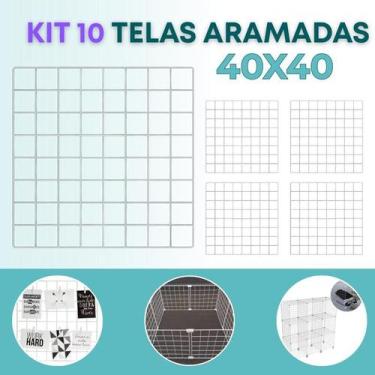 Imagem de Kit 10 Telas Aramada 40x40cm Organização de Acessórios Painel Decorati