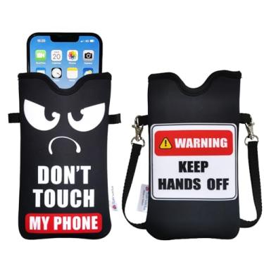 Imagem de Tainada Bolsa de neoprene masculina e feminina com alça transversal/cordão de pescoço para iPhone 16/15/14 Pro Max, 16/15/14 Plus, Samsung S25, A55, Google Pixel 9 (não toque no meu telefone)