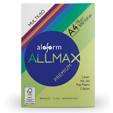 Imagem de Papel Sulfite Allmax A4 Premium 75g 500 Folhas Cor Branco Resma Direto da Fábrica