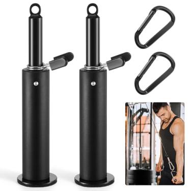 Imagem de Lasnten Conjunto de 2 pinos de carregamento de peso com clipe de fixação resistente para placa de peso de 5 cm para sistema de polia de cabo LAT Academia (diâmetro de 4 cm)
