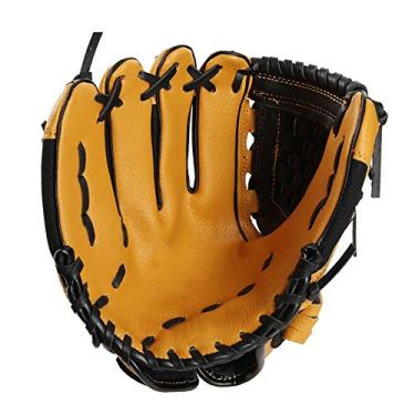 Imagem de Luvas de beisebol luvas de treino de beisebol para crianças luvas de beisebol de couro PU para apanhar beisebol para crianças adultos jovens (cor: Amarelo, tamanho: Right Hand 10")