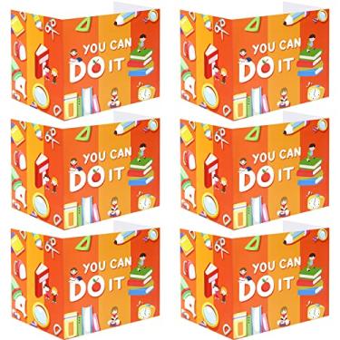 Imagem de 24 peças de quadros de privacidade para mesas de estudante coloridas brilhantes divisores de mesa de sala de aula com três dobras painel de privacidade pastas de tela divisória de tela para escola professor estudante teste de estudo casa (caneta)