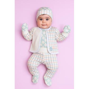 Imagem de Conjunto Pagão Plush Bebê Quentinho Tecido Macio e Seguro Flores - FLO