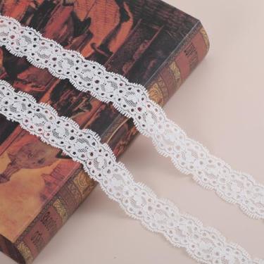 Imagem de Ymapinc Fita de renda de algodão vintage de 10 metros - 2,5 cm com acabamento de algodão, crochê, floral, fita de renda branca fina para noivas, casamentos, álbuns, materiais para artesanato