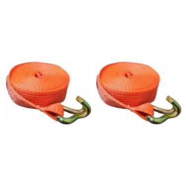 Imagem de Kit 2 Cintas Amarração Carga Caminhão 3T x 9m x 50mm Gancho J - OMEGA