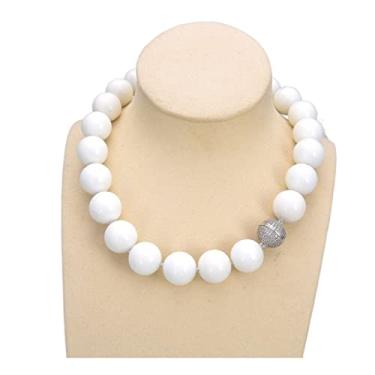 Imagem de DWBPGVUN Colar de porcelana redonda branca de 18 mm