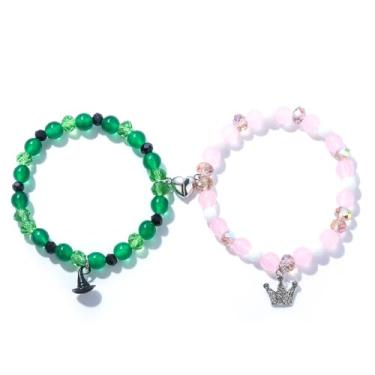 Imagem de Disengor Elphaba Glinda Pulseiras de Amizade Combinando - Mercadoria Musical Perversa Chapéu de Bruxa Coroa Varinha Coração Charme Colares - Acessórios para Casais BFF Presente de Natal Dia dos