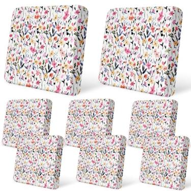 Imagem de pickyNproud 8 peças de capas de almofada de pátio elásticas para sofá ao ar livre, capas de substituição laváveis para móveis com parte inferior elástica para sofá e cadeira